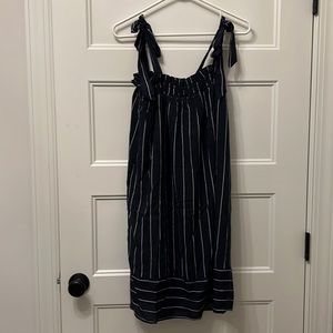 Leela & lavender navy blue and white striped, tied shoulder loose fitting dress